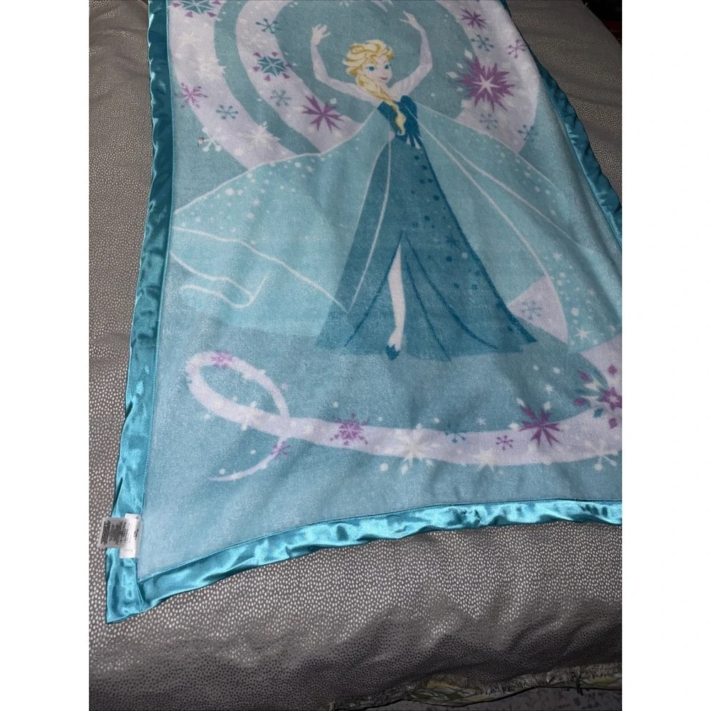Disney Parks FROZEN Elsa Blanket Lovey Satin Trim Throw Blankie 36